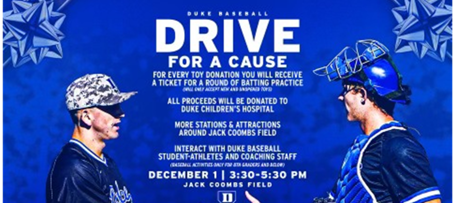 Duke Baseball to Host Drive for a Cause Event